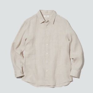 Uniqlo Premium 100% Linen Long Sleeve Shirt XL Beige